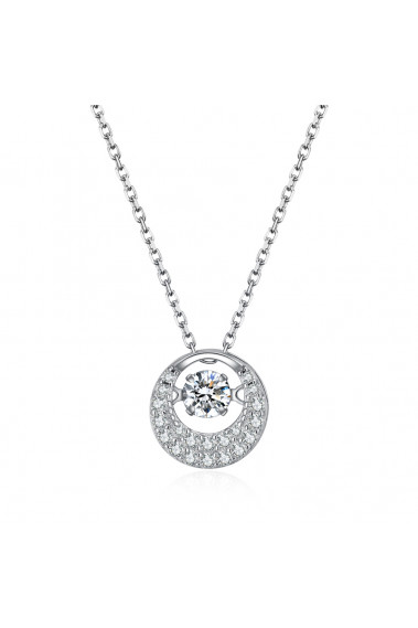 Collier pendule femme avec cristal blanc et chaîne forçat en argent - 28709 #1