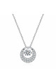 Collier pendule femme avec cristal blanc et chaîne forçat en argent - Ref 28709 - 02