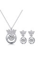 Ensemble parure argent femme collier et boucles d’oreilles couronne - Ref 28951 - 02