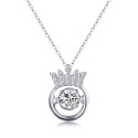 Collier tendance femme en argent 925 avec pendentif couronne - Ref 28953 - 02