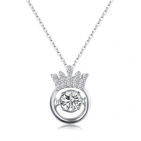 Collier tendance femme en argent 925 avec pendentif couronne