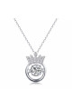 Collier tendance femme en argent 925 avec pendentif couronne - Ref 28953 - 02