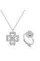 Ensemble collier et bague ajustable en argent 925 fleur - Ref 28958 - 02