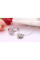 Ensemble collier et bague ajustable en argent 925 fleur - Ref 28958 - 03