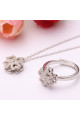 Ensemble collier et bague ajustable en argent 925 fleur - Ref 28958 - 04