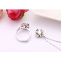 Ensemble collier et bague ajustable en argent 925 fleur - Ref 28958 - 05