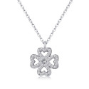 Collier fleur cristal pas cher avec chaîne à maille forçat en argent - Ref 28959 - 02