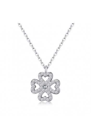 Collier fleur cristal pas cher avec chaîne à maille forçat en argent - 28959 #1