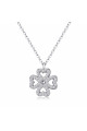 Collier fleur cristal pas cher avec chaîne à maille forçat en argent - Ref 28959 - 02