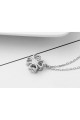 Collier fleur cristal pas cher avec chaîne à maille forçat en argent - Ref 28959 - 03