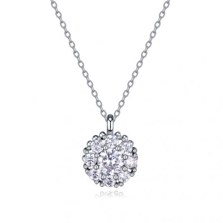 Collier boule de cristal en argent sterling à chaîne ajustable
