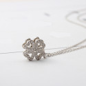 Collier fleur cristal pas cher avec chaîne à maille forçat en argent - Ref 28959 - 05