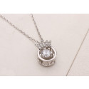 Collier tendance femme en argent 925 avec pendentif couronne - Ref 28953 - 05