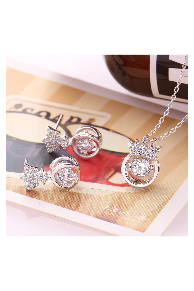 Parure De Bijoux En Argent – Collier Et Boucles D'oreilles – Neuf Sans Emballage
