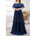 Plus Size Long Formal Dresses Navy Blue With Ruffle Neckline - Ref L2230 - 02