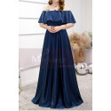 Robe Soirée Chic Bleu Marine Grande Taille Décolleté Volant - Ref L2230 - 02