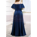 Robe Soirée Chic Bleu Marine Grande Taille Décolleté Volant - Ref L2230 - 03