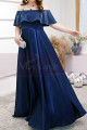 Plus Size Long Formal Dresses Navy Blue With Ruffle Neckline - Ref L2230 - 04