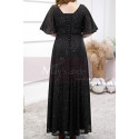 Robe de Soirée Noire Longue Pailleté Avec Manches 3/4 Evasées - Ref L2231 - 03