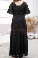Sparkling Floor-Lenght Long Black Evening Dresses With Flared Sleeves - Ref L2231 - 03