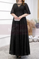 Sparkling Floor-Lenght Long Black Evening Dresses With Flared Sleeves - Ref L2231 - 04