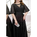 Sparkling Floor-Lenght Long Black Evening Dresses With Flared Sleeves - Ref L2231 - 05