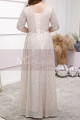 V Neck Plus Size Evening Gowns Cream Colour With 3/4 Sleeves - Ref L2232 - 06