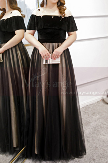 Two-Tone Tulle Skirt Designer Evening Gowns With Lacing Back - L2233 #1