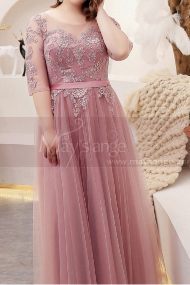 2024 Halter Pink Prom Dresses A Line Lace Evening Gowns With Beaded –  MyChicDress