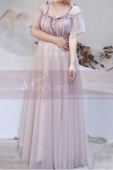 Tenue Habillée Pour Mariage Grande Taille En Tulle Vieux Rose - L2235 #1