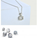 Collier pendentif double cœur entrelacé avec chaîne en argent - Ref 28707 - 06