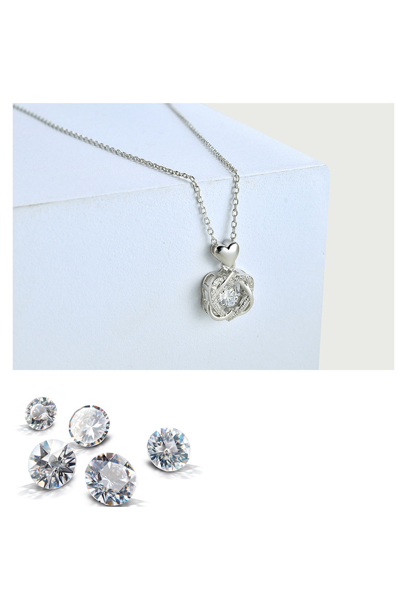 Collier pendentif double cur entrelac avec chane en argent - Ref ...