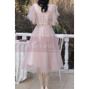 Knee Lenght Vintage Pink Short Evening Gowns With Sleeves - Ref C2050 - 04