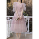 Knee Lenght Vintage Pink Short Evening Gowns With Sleeves - Ref C2050 - 05