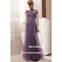 Robe longue en tulle prune robes de soirée - Ref L206 - 02