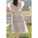 Soft Tulle Short Pink Evening Gowns For Women With Gray Lined - Ref C2053 - 05