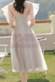 Soft Tulle Short Pink Evening Gowns For Women With Gray Lined - Ref C2053 - 05