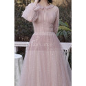 Robe De Soirée Vintage Rose Paillettes Et Manches Bouffantes - Ref C2055 - 03