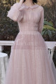 Robe De Soirée Vintage Rose Paillettes Et Manches Bouffantes - Ref C2055 - 03