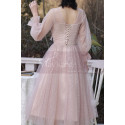 Robe De Soirée Vintage Rose Paillettes Et Manches Bouffantes - Ref C2055 - 05