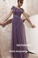 Robe longue en tulle prune robes de soirée - Ref L206 - Robe longue