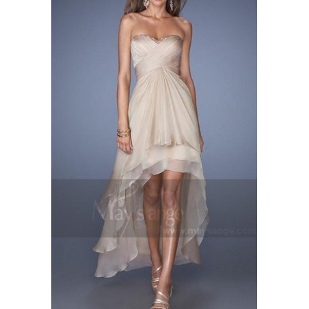 Gold Cocktail Dress Strapless Pleated bodice
