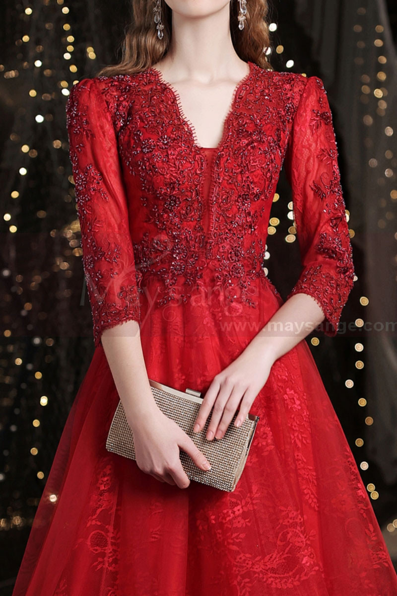 copy of One Shoulder Lace Red Cocktail Dress Short With Satin Belt - Ref C2057 - 01 copy of One Shoulder Lace Red Cocktail Dress Short With Satin Belt - Ref C2057 - 01