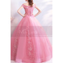 Robe de princesse rose en tulle brodé avec manches tombantes - Ref L2361 - 03