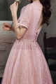 copy of One Shoulder Lace Red Cocktail Dress Short With Satin Belt - Ref L2369 - 04
