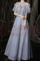 Elegant tulle ball gown with stylish top with feathers and dropped sleeves - Ref L2370 - 04