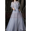 Elegant tulle ball gown with stylish top with feathers and dropped sleeves - Ref L2370 - 05