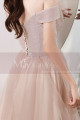 Nude tulle evening dress with bustier and lacing at the back - Ref L2371 - 02