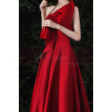 Robe élégante de cérémonie en satin rouge avec joli bustier à noeud - Ref L2377 - 02