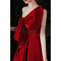 Robe élégante de cérémonie en satin rouge avec joli bustier à noeud - Ref L2377 - 03